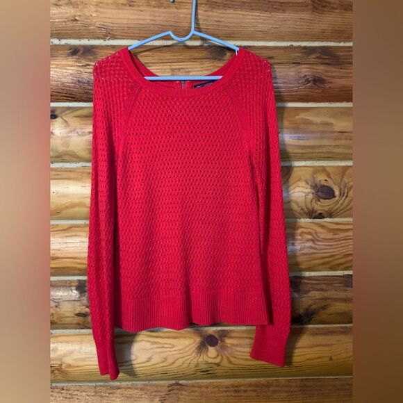 American Eagle Outfitters Red Crewneck Fuzzy Sweater Small - Picture 1 of 10